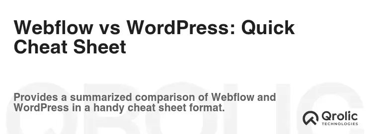 Webflow vs WordPress: Quick Cheat Sheet Webflow vs WordPress: Quick Cheat Sheet