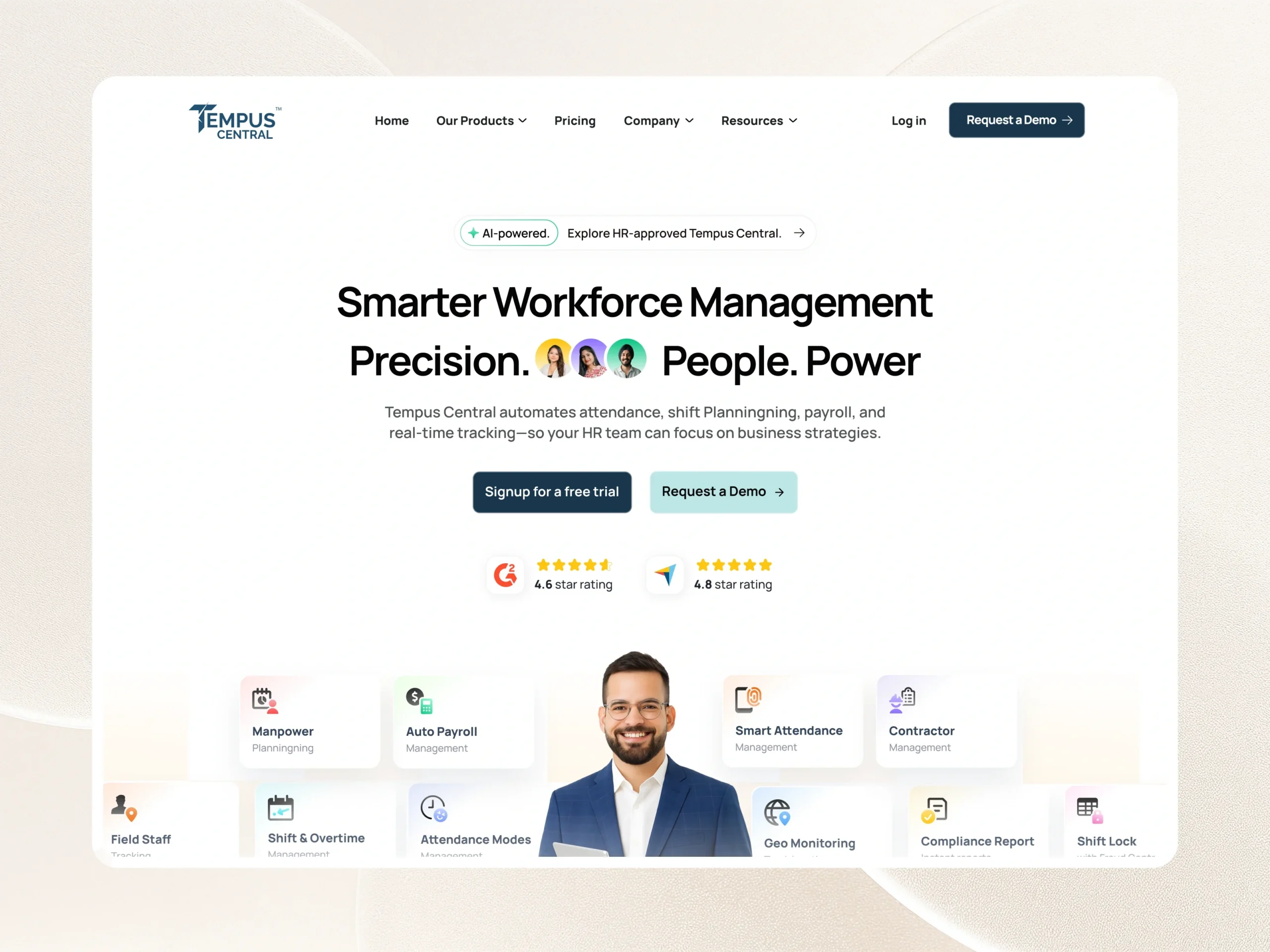 Tempus Central – HR & Workforce Management Website Dribbble Shot Desk - 1 (4)