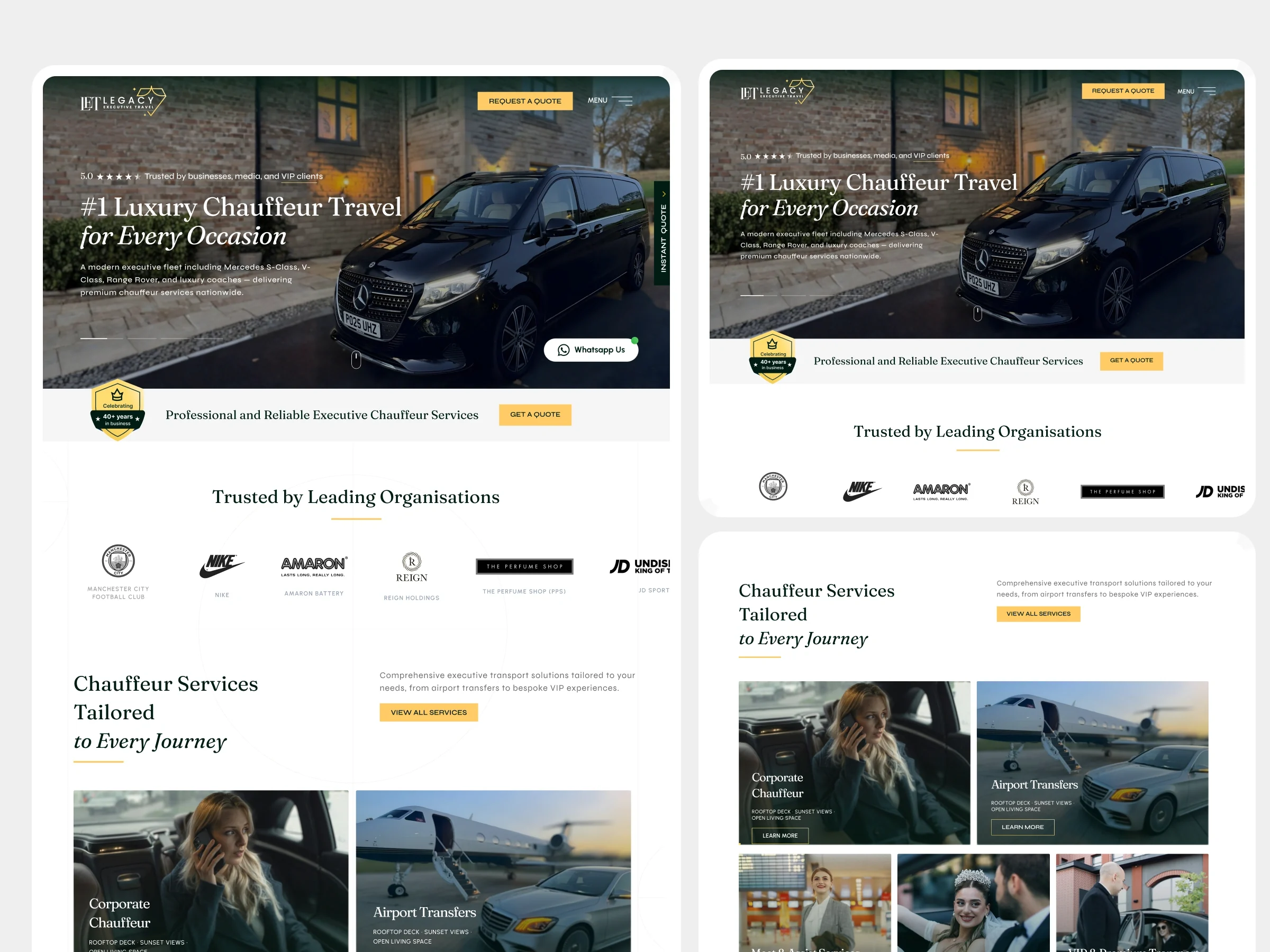 Legacy Executive Travel Website Redesign Case Study – Luxury Chauffeur Platform Dribbble Shot Desk - 11