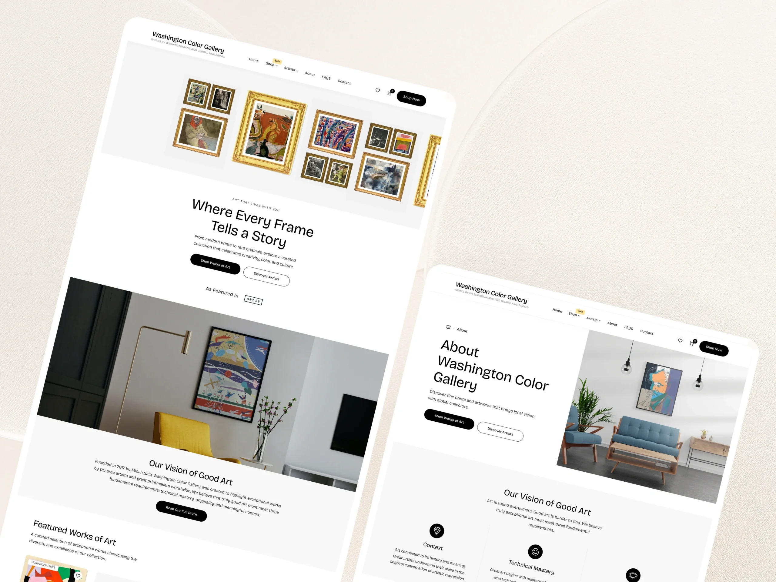 Washington Color Gallery Case Study – WordPress Redesign & Performance Optimization Dribbble Shot Desk - 7