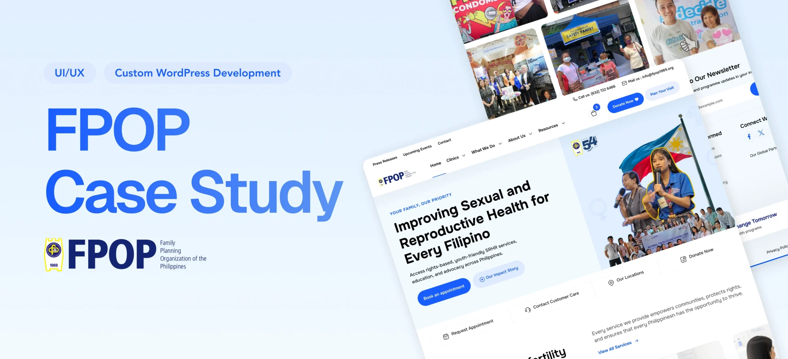 Leading Web Design, Web Development, and WordPress Company Family Planning Organization of the Philippines (FPOP): Scalable Healthcare & Donation Platform Case Study