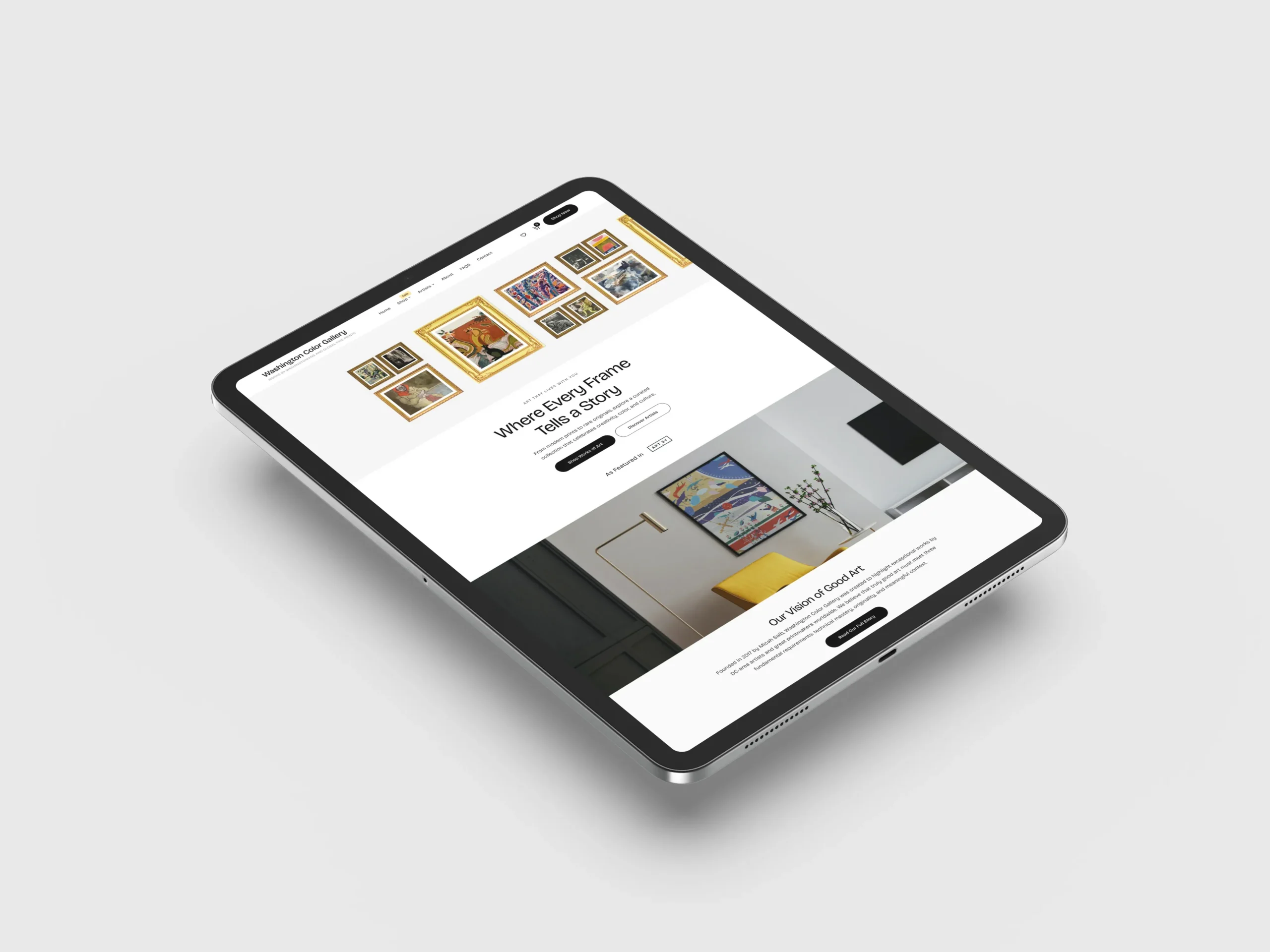 Washington Color Gallery Case Study – WordPress Redesign & Performance Optimization Washington Color Gallery tablet