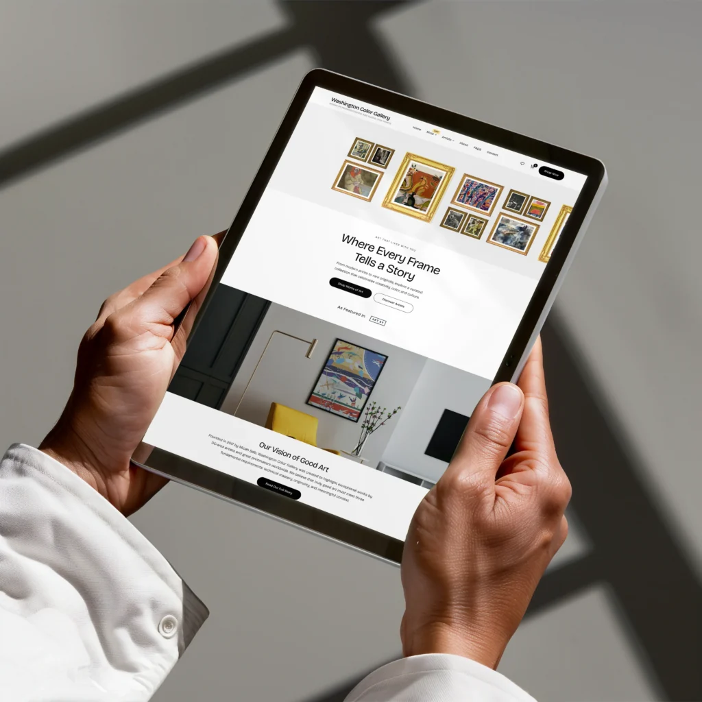 Washington Color Gallery Case Study – WordPress Redesign & Performance Optimization i-pad