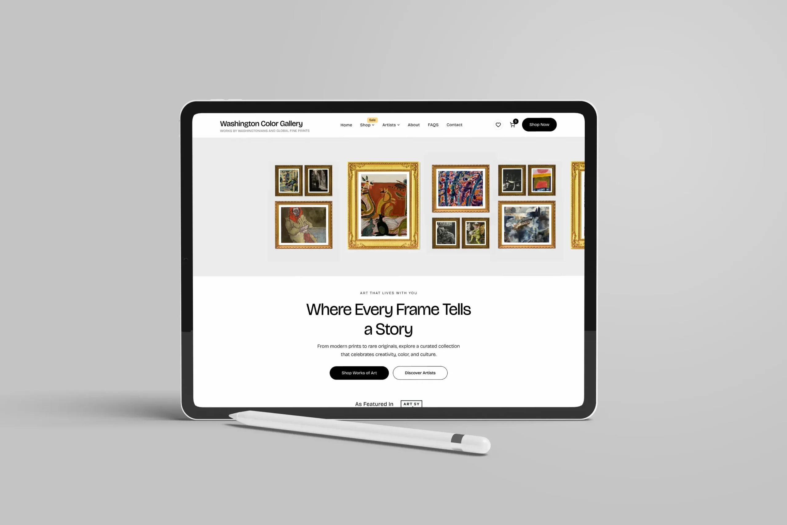 Washington Color Gallery Case Study – WordPress Redesign & Performance Optimization washingtone-new-i-pad